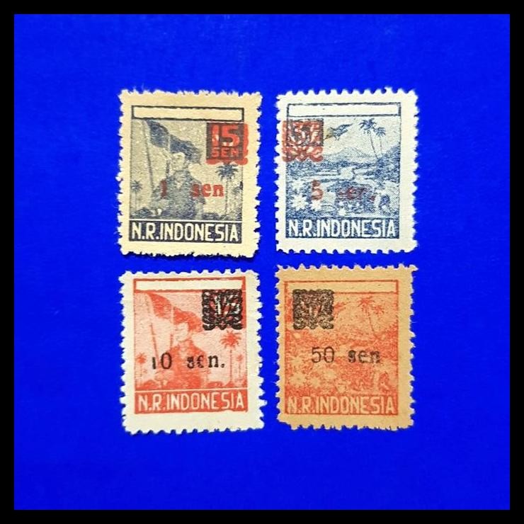 

HOT DEAL PRANGKO INDONESIA REVOLUSI 1947. S45-S48. SET. HARGA KAT. 660RB !!!!!!