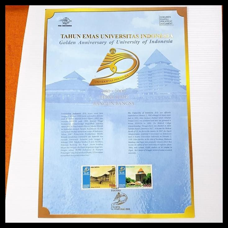 

BEST DEAL PRANGKO TAHUN EMAS UNIVERSITAS INDONESIA 1950-2000 ~ DOKUMEN FILATELI !!!