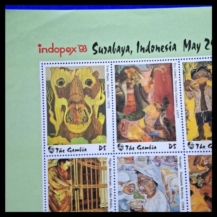 

BEST DEAL PRANGKO LUAR NEGERI. THE GAMBIA. PAMERAN FILATELI INDOPEX 1993 DI SURABAYA. TEMA "INDONESIAN PAINTINGS" MENAMPILKAN GAMBAR LUKISAN KARYA PELUKIS TERKENAL DI INDONESIA !!!