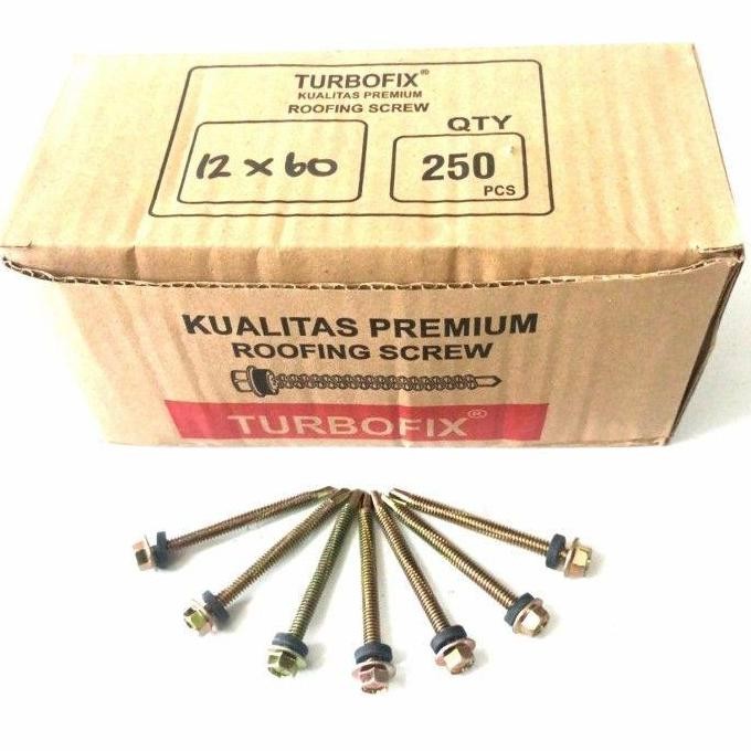 PROMO! Skrup Baja Ringan/Roofing/Spandek Kuning 12x60 - TURBOFIX 250pcs