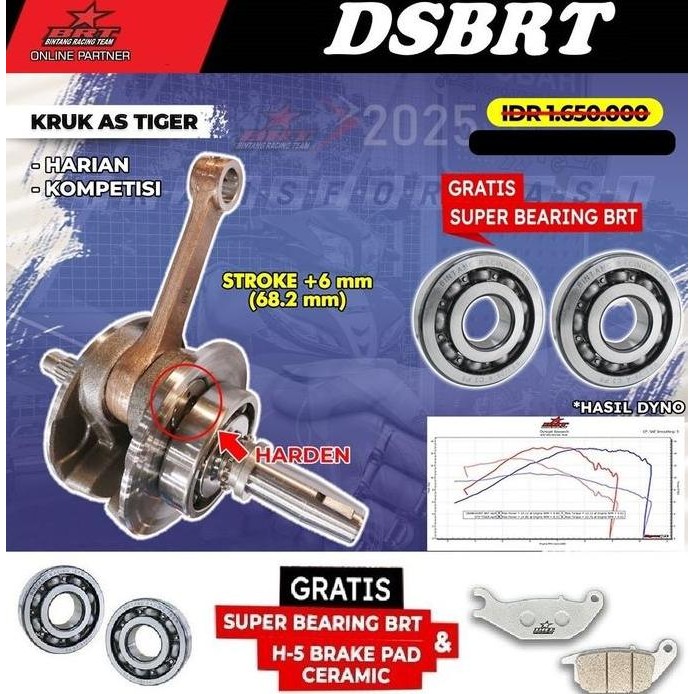 CRANKSHAFT Kruk As BRT TER GL PRO MAX Megapro Primus Langkah 68 mm