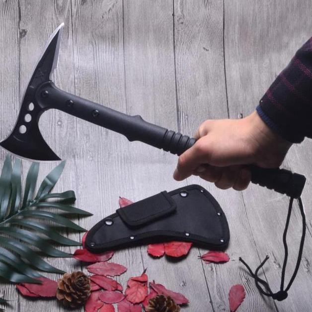 Kapak Baja Tomahawk Tactical Dual Blade Pemotong Kayu Berburu