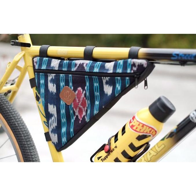 Dklasik Tas Frame Bag Segitiga Sepeda Tenun Unik Etnik 2 Lapis