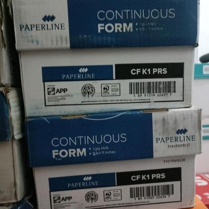 

kertas continuous form 1 ply 9 1/2 x 11 paperline, PRS BAGI DUA isi 2000 shet