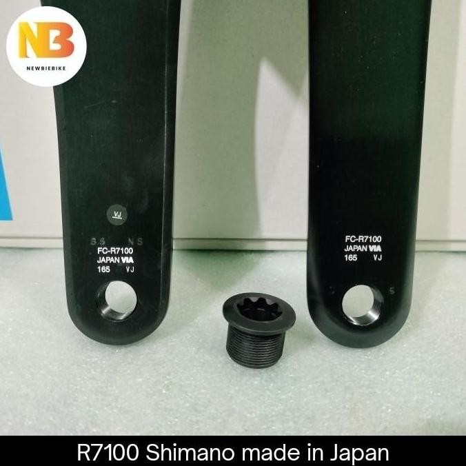 Crank Arm 165 mm Shimano 105 R7100 BCD 110 double chainring via Japan Original untuk sepeda roadbike