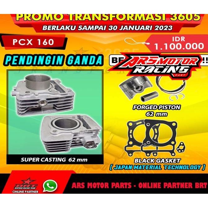 BLOK PISTON BRT VARIO 160 PCX 160 DOUBLE COOLER CASTING FORGED PISTON