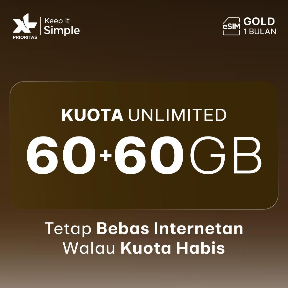 Viral Baru Esim Xl Prioritas Gold Unlimited Fup 70Gb/Bln Wdr-75
