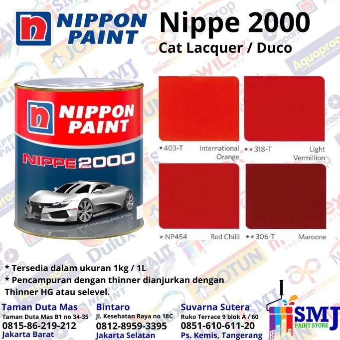 Cat Duco Mobil, Besi Dan Kayu Nippe 2000 Warna Merah 1L 1Kg