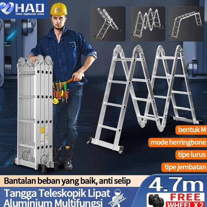 

Terlaris 3.7M/4.7M/5.8M Tangga Lipat Meter Paduan Aluminium Teleskopik Tangga