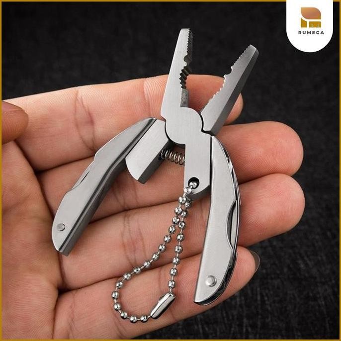 Tang Lipat Mini Multifungsi Tang Lipat Portable Stainless Steel Original Bebas Karat