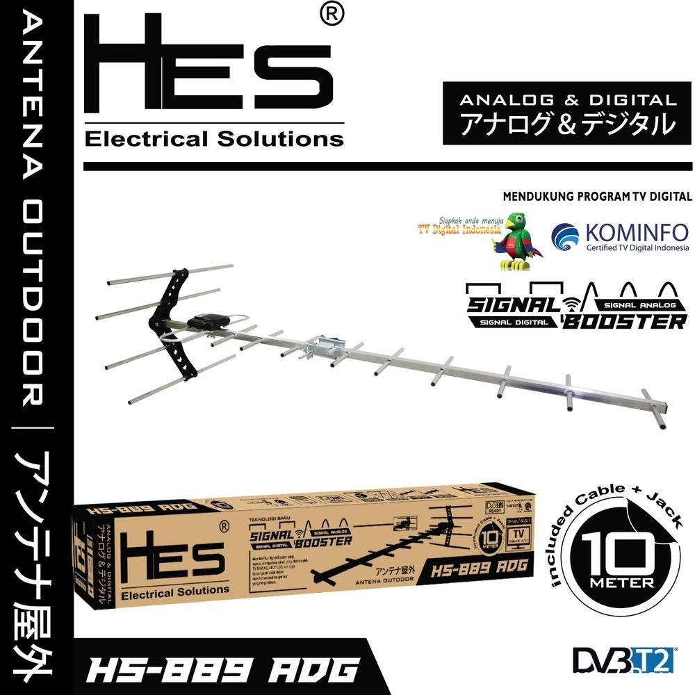 NEW ANTENA TV DIGITAL OUTDOOR HES HS-889 + KABEL 10 METER ANTENA TV LUAR [terbaik][terlaris]