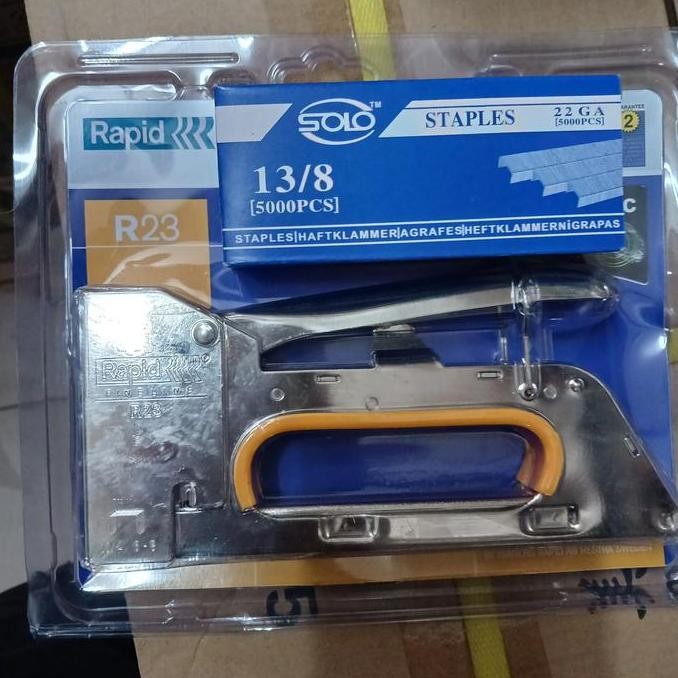 

ready !!! gun tacker rapid r23 staples+ bonus isi 13/8=1 bok.gun tacker r23