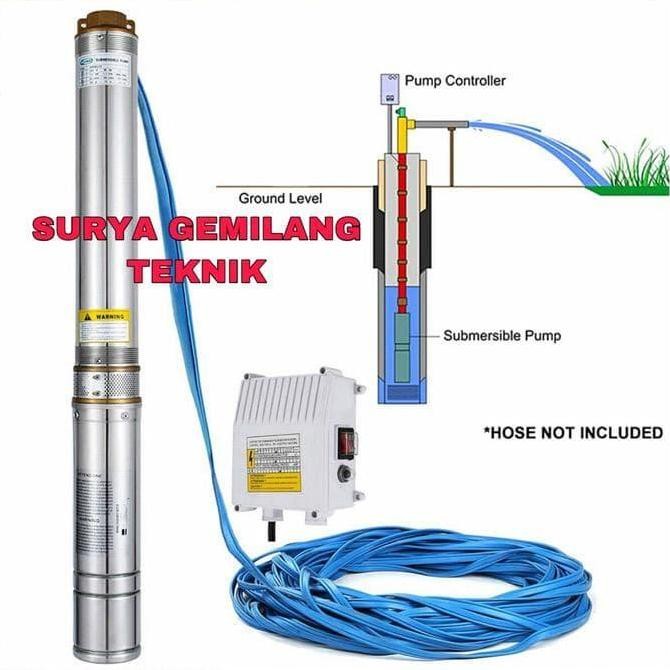 Pompa Submersible 200Watt Pompa Satelit Celup Sumur Bor Casing 3Inchi