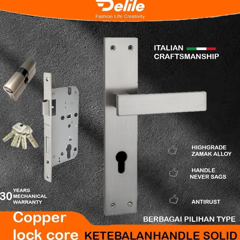 ITALY DELILE/Handle Pintu Full Set/Kunci Pintu Premium Door lock/Handle Pintu Plat/Set Handle Pintu