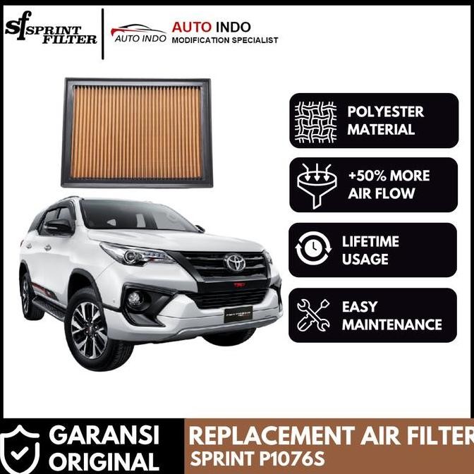 Filter Udara Racing Mobil Sprint Filter P1076S Fortuner VRZ SRZ Ori