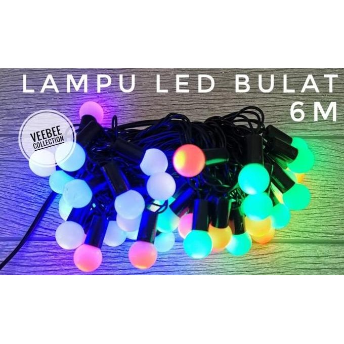 +++++] Lampu hias natal LED bulat kabel hitam /lampu pohon natal pohon terang