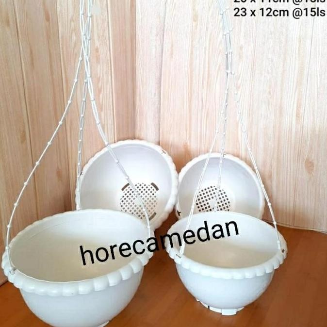 ><><><] Pot bunga gantung plastik putih polos 20cm