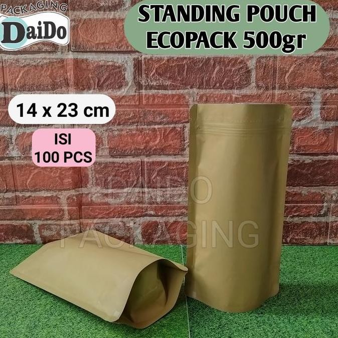 Standing Pouch Plastik Klip Ecopack 500gr Kemasan Kopi KPACK Isi 100