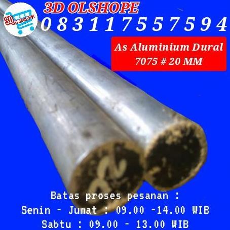 ready As bulat Aluminium Dural 7075. OD 20mm X 350mm.