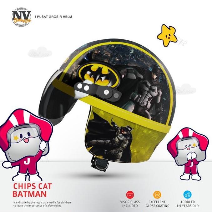 helm bayi balita karakter batman sni 1-5 tahun - helm anak viral free kaca