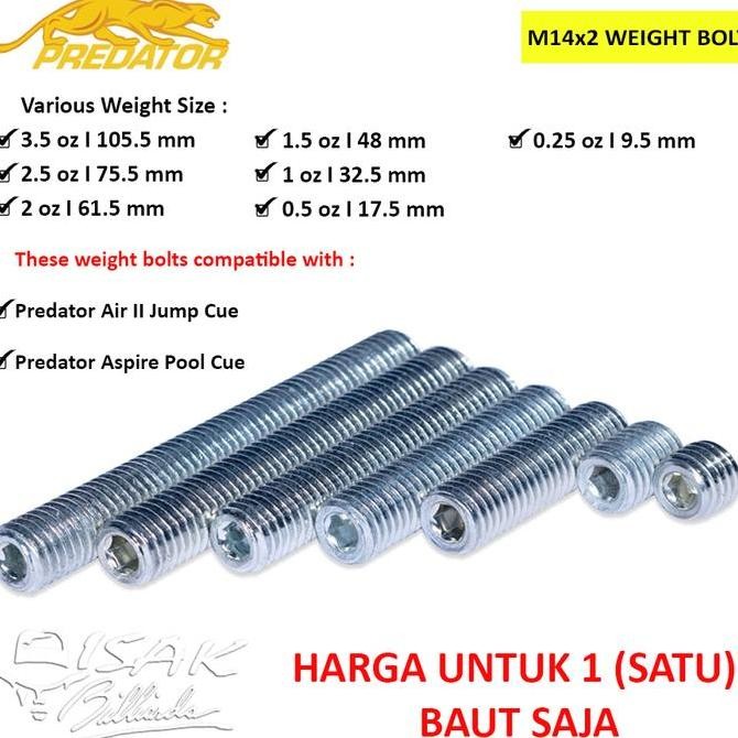 PREDATOR WEIGHT - 1 BUAH PEMBERAT PREDATOR ASPIRE & AIR II JUMP CUE - BILLIARD CUE STICK BILLIARD