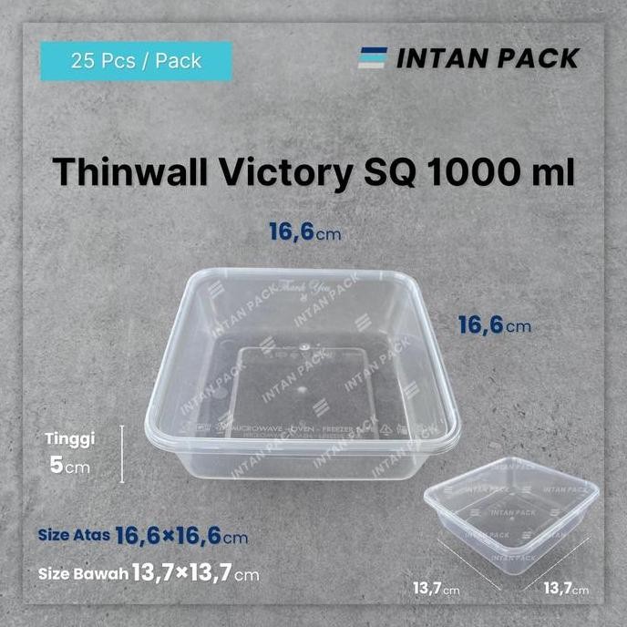 THINWALL KOTAK SQUARE 1000 ML VICTORY ( 25 PCS )