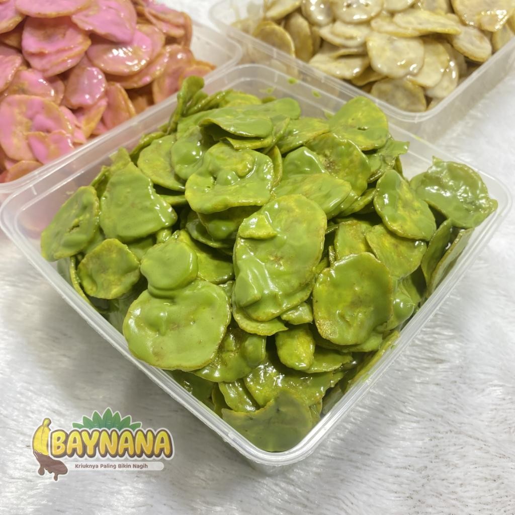 

FM BAYNANA Greentea 500gr 250gr 170gr Keripik Pisang Lumer Crispy Greentea