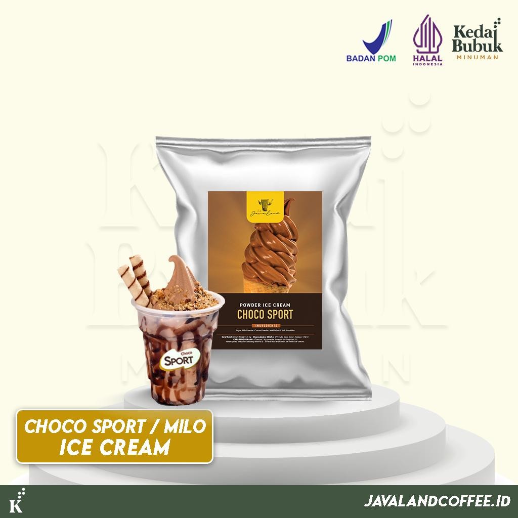 

FM Javaland Bubuk Ice Cream / Es Krim Rasa Choco Sport / Coklat Millo 1Kg | Soft Ice Cream Powder | Powder Drink