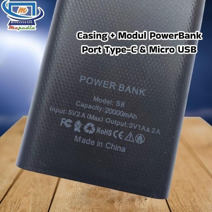Diy Case Casing Modul Mesin Power Bank Powerbank Type-C Lcd 8 Baterai 18650 2 Output 2.1A