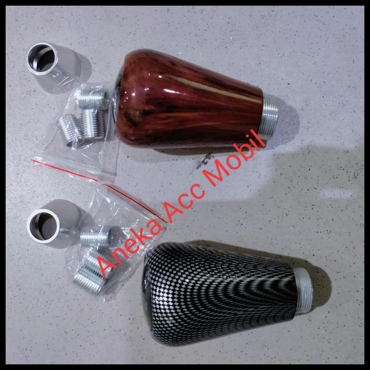 TERBARU GEAR SHIFT KNOB MANUAL CARBON & WOOD UNIVERSAL MOBIL LUXIO 