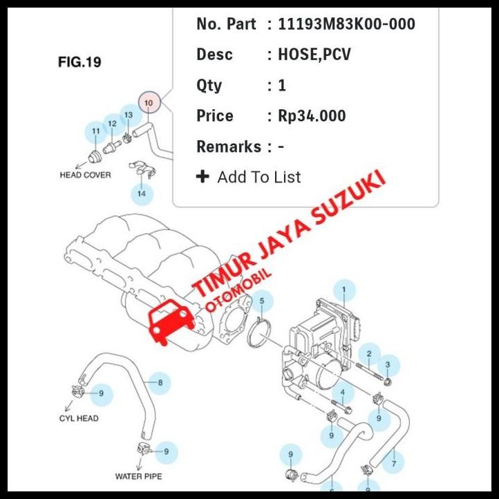 DISKON SELANG PCV VALVE SPLASH ASLI SGP SPAREPART SUZUKI 