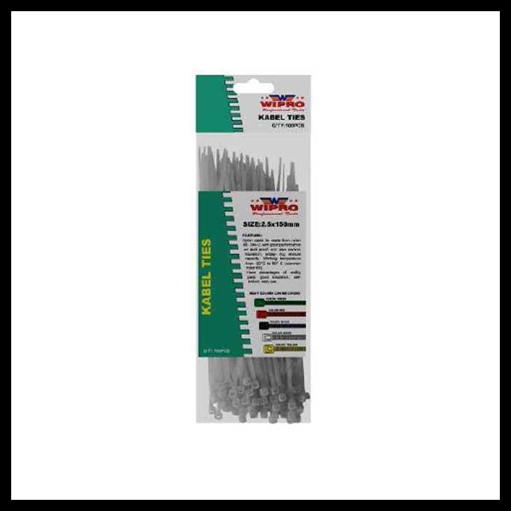 

TERMURAH WIPRO CABLE TIES NATURAL WHITE 100X2.5MM(100PCS/PACK)-(62-1002-2510)