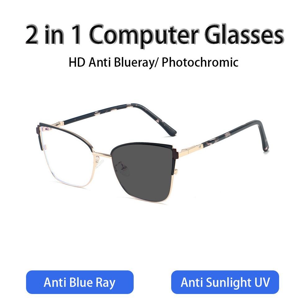 VIENDO KACAMATA PHOTOCROMIC MINUS WANITA CAT EYE SILINDER ANTI BLUERAY BLUECROMIC KACA MATA OPTIK