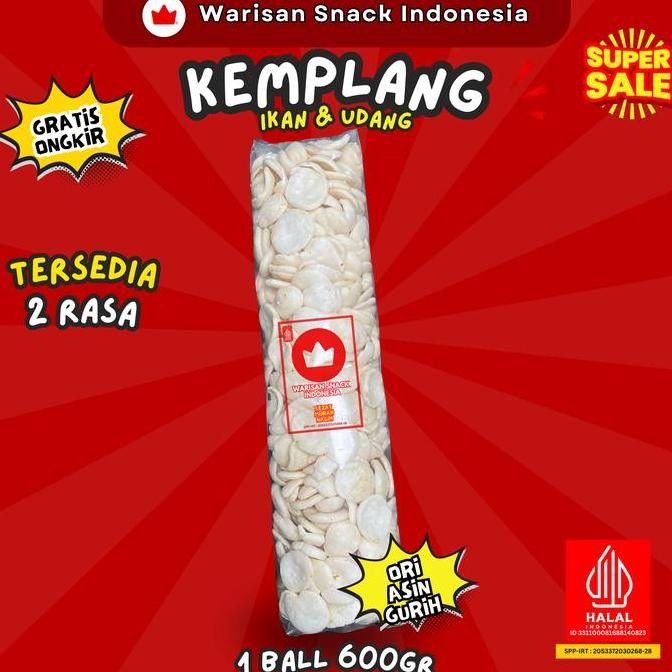 

(1 BALL) KERUPUK KEMPLANG IKAN WARISAN SNACK INDONESIA (600gr), Makanan Ringan Krupuk Palembang Manis Cemilan Murah halal pedas daun jeruk Keripik Food Asin kerupuk