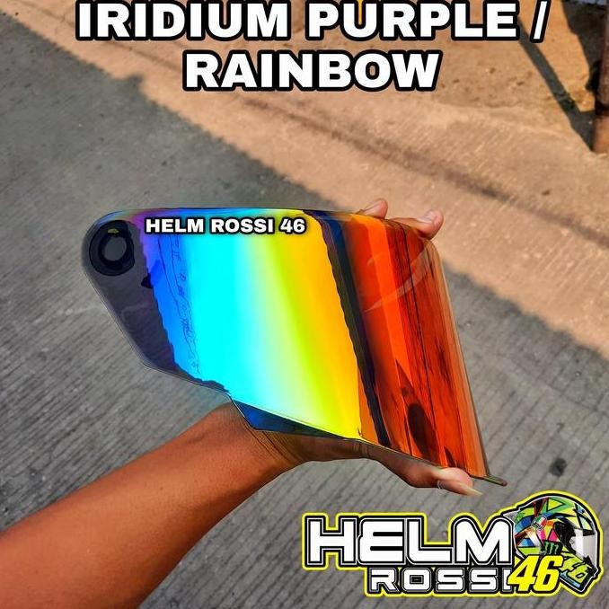 Kaca Visor Flat Kyt Tt Course Iridium Purple Rainbow Pelangi Norisk Termurah