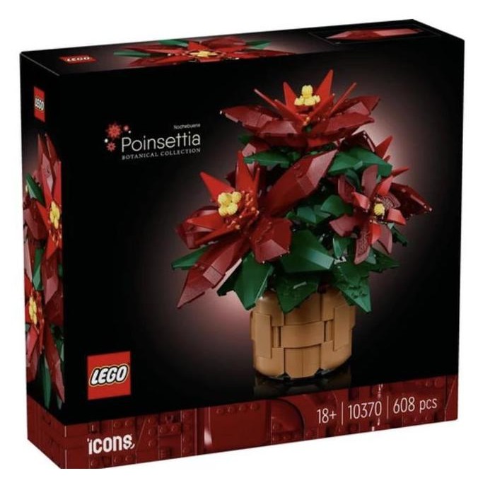 

LEGO Icons Poinsettia Plant Decor 10370 Building Set for Adults (608 Pieces)
