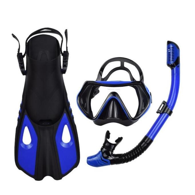 Set Alat Snorkeling - Masker Snorkeling, Kaca Mata Snorkeling, Snorkel, Sirip Adjustable, 3 Pieces