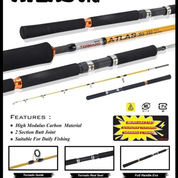 joran tornado atlas jig 582 panjang 176 cm joran jigging carbon laut