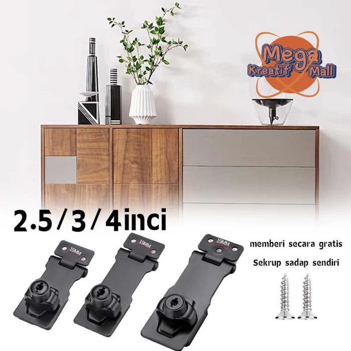 KUNCI LACI (DENGAN SEKRUP) 2.5/3/4 INCH STAINLESS TEBAL HASP LOCK MEJA, LEMARI PAKAIAN,PINTU TEMPAT