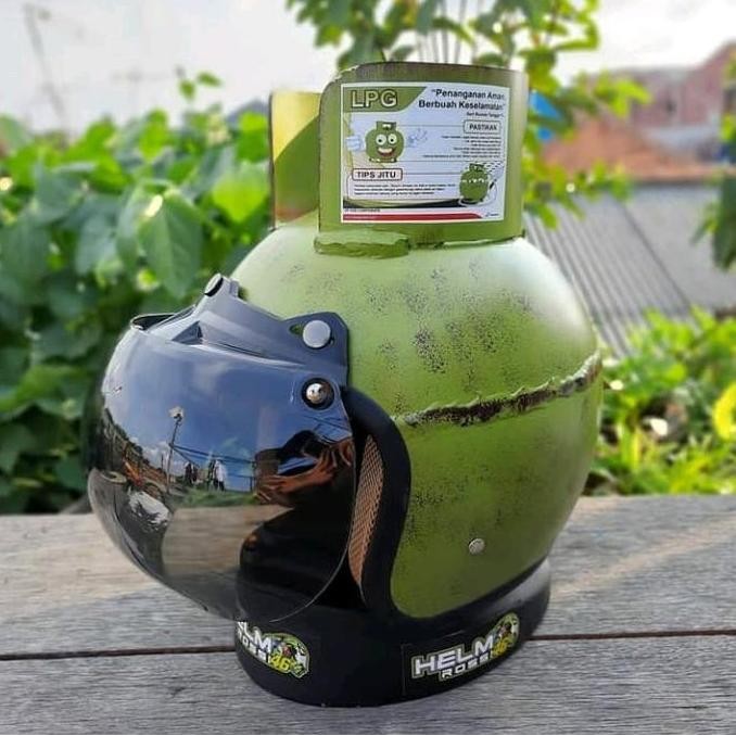 Helm Gas Lpg | Helm Unik Tabung Gas Hijau | Helm Lucu | Included Visor Terbatas