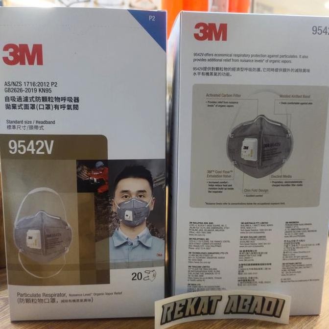 ready Masker 3M KN95 p2 9542V headloop original isi 20 pcs/box