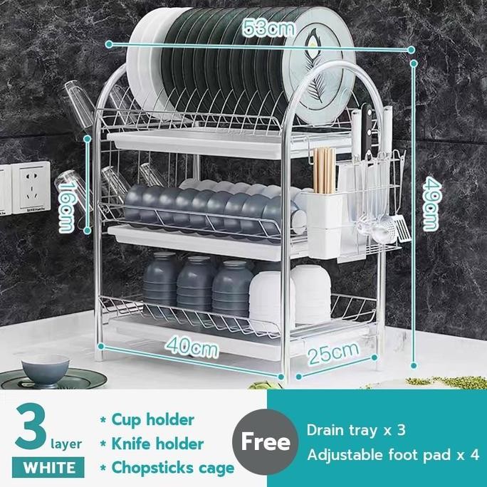 Rak pengering piring Rak dapur serbaguna penyimpanan mangkuk Minimalis
