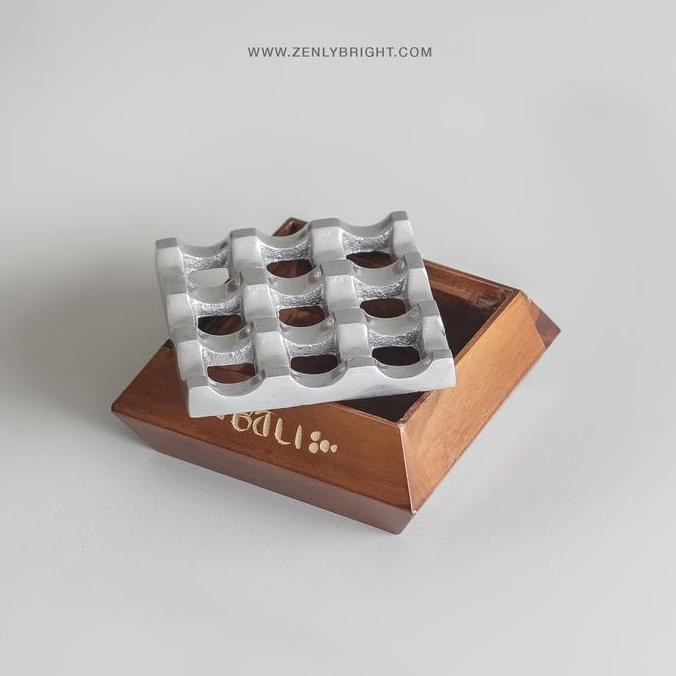 Asbak Kotak Kayu Aluminium Lancip M | Asbak Murah | Asbak Cafe