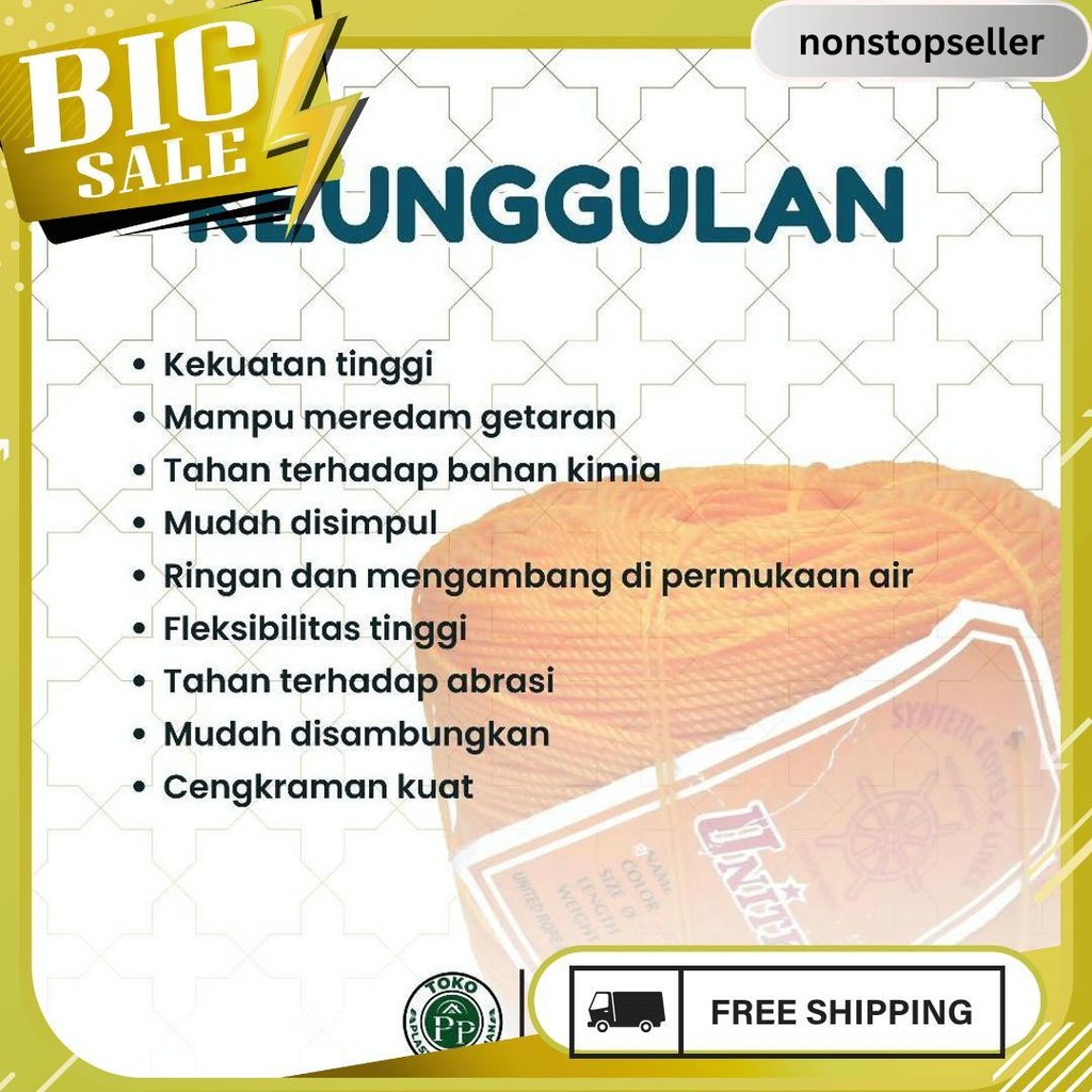 

Tali Tampar United Serbaguna Ukuran 1.5 Mm 1 Roll / Panjang 220 Meter 6.6