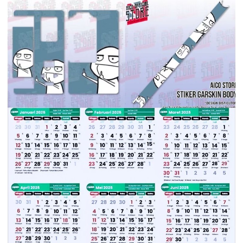 

*2Piece* Kalender Baru Tahun 2025 B80 27 Garskin Stiker Casing Custom Bebas Dan Bayar Ditempat