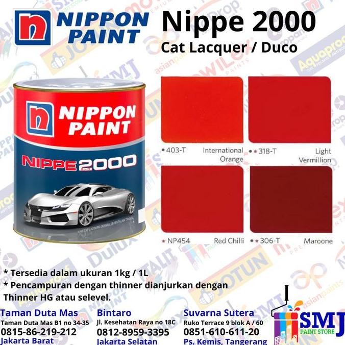 Cat Duco Mobil, Besi Dan Kayu Nippe 2000 Warna Merah 1L 1Kg