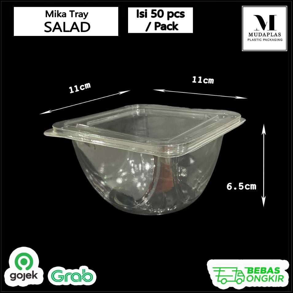 Mika Tray Salad Buah Tebal Isi 50 Pcs Kotak Tempat Salad Plastik