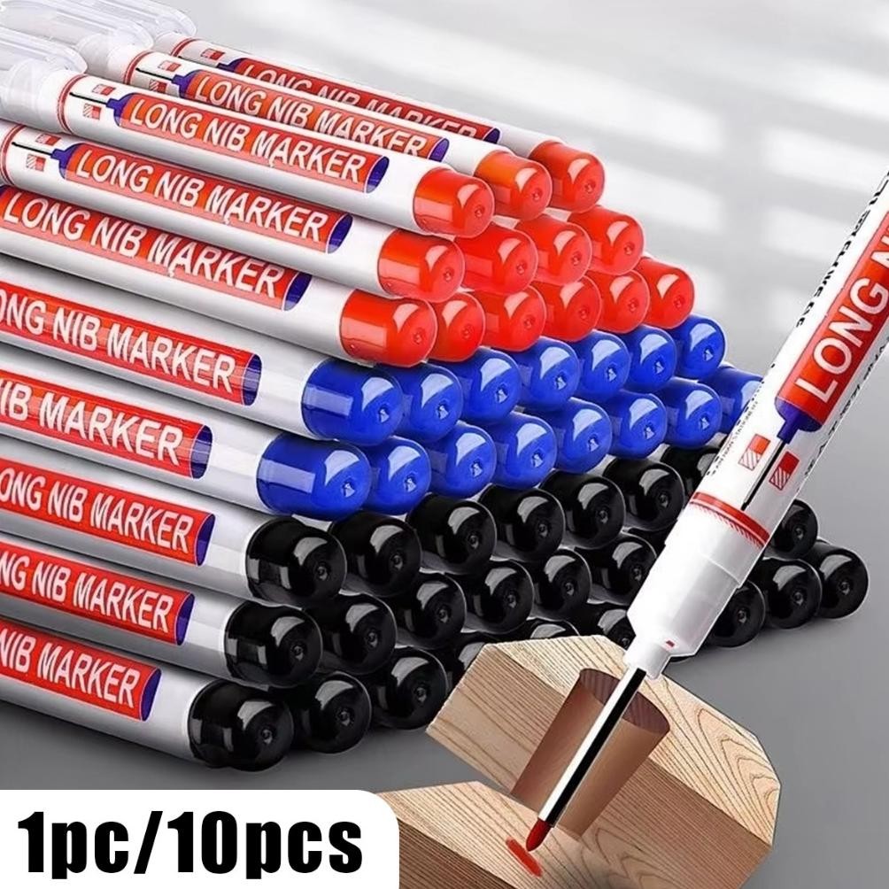 

10pcs Long Nib Marker Long Head Marker Anti Air Spidol Kepala Panjang Multiguna Untuk Tukang DiM