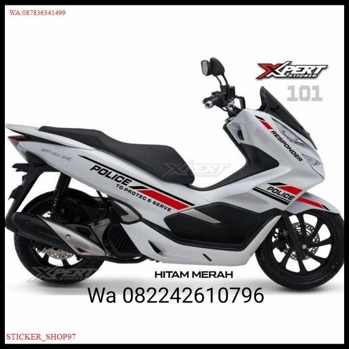 DISKON STICKER PCX CUTTING STICKER PCX 150 STRIPING PCX POLICE MERAH HITAM 