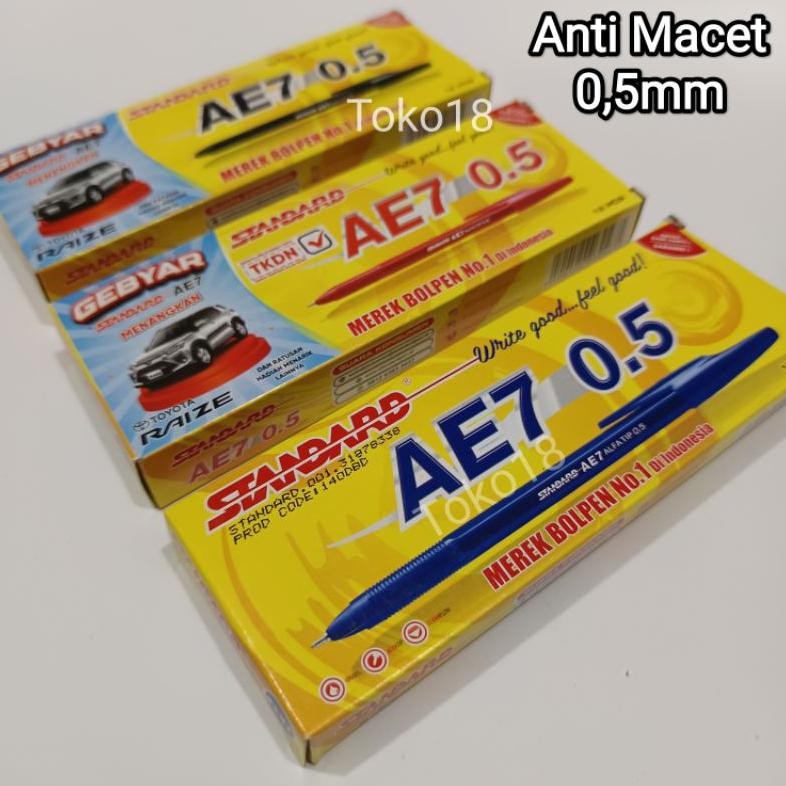 

1 Pak Pulpen Standar Ae7(Isi 12 Pcs)ANTI Macet DiM